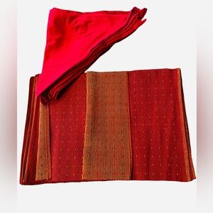 Elegant Red Gold Reversible Placemats Napkins Set